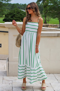Embrace The Day Striped Maxi Dress - Green