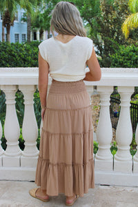 Island Breeze Textured Maxi Skirt - Lt. Mocha