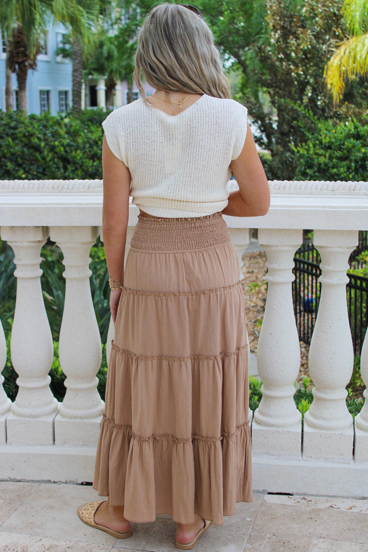 Island Breeze Textured Maxi Skirt - Lt. Mocha