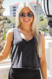 Z Supply: Sloane V-Neck Denim Top - Black