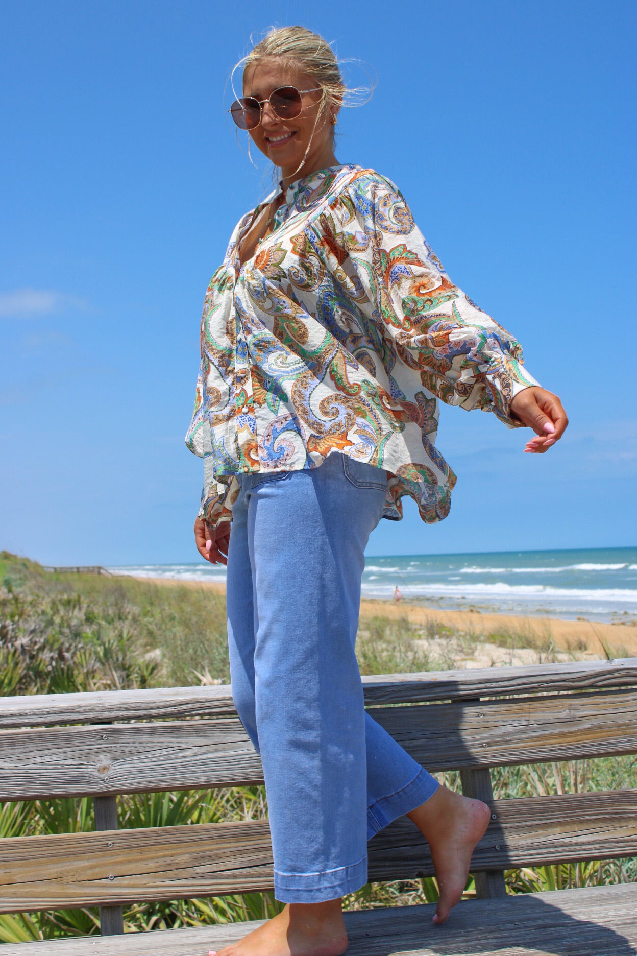 Charming Memories Bubble Sleeve Top - Ivory