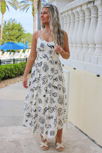 Fun Times Printed Midi Dress - Ivory