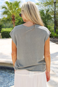 By The Shoreline V-Neck Sweater - Slate
