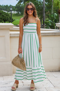 Embrace The Day Striped Maxi Dress - Green