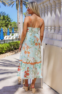 Picnic In The Park Floral Midi Dress - Mint