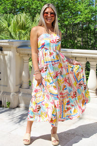 Summer Picnic's Tie Back Maxi Dress - Multi