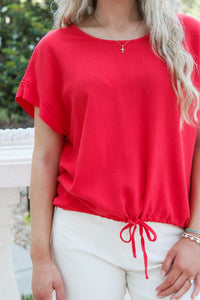 Casual Days Ahead Linen Top - Red
