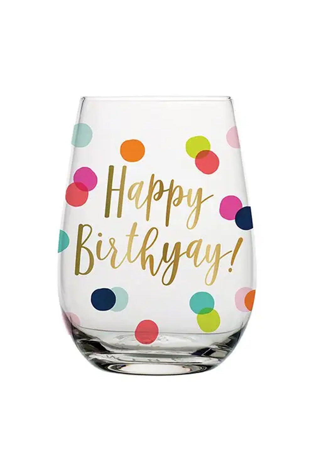 Happy Birthday Dots Stemless Glass | Makk Fashions