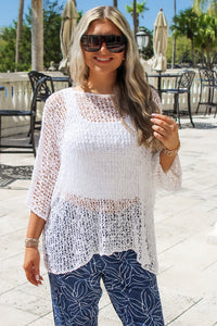 All The Way Crochet Cover-Up Top - White