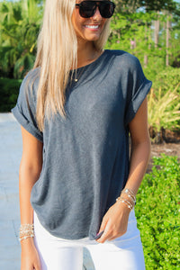 Feeling Easy Days Hacci Slub Top - Navy