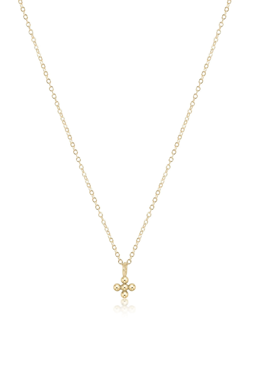 enewton: 16" Necklace Gold - Classic Beaded Signature Cross Small Gold Charm | Makk Fashions