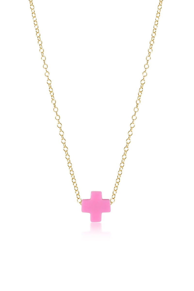 enewton: 16" Signature Cross Necklace - Bright Pink | Makk Fashions