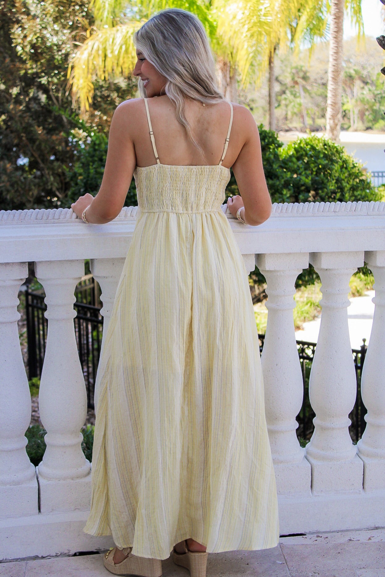 Sunny Days Tie Front Maxi Dress - Yellow