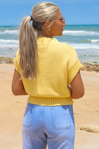 Feel The Vibe Mock Neck Cropped Sweater - Butter