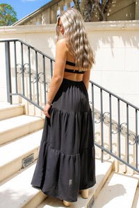 Poolside Party Open Back Maxi Dress - Black