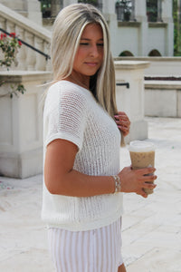 Take It Easy Crochet Sweater - Ivory