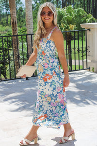 Eternal Promises Floral Printed Midi Dress - Blue