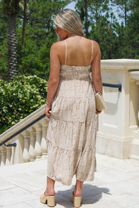 Follow The Path Tiered Midi Dress - Khaki
