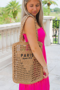 Paris Braided Square Tote Bag - Khaki