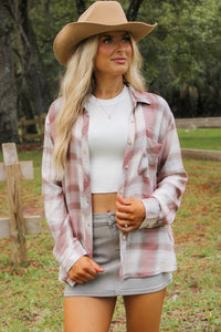 Campfire Nights Cozy Plaid Flannel - Dusty Pink