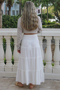 Island Breeze Textured Maxi Skirt - White