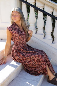 Sunset Drift Smocked Midi Dress - Rose Mix