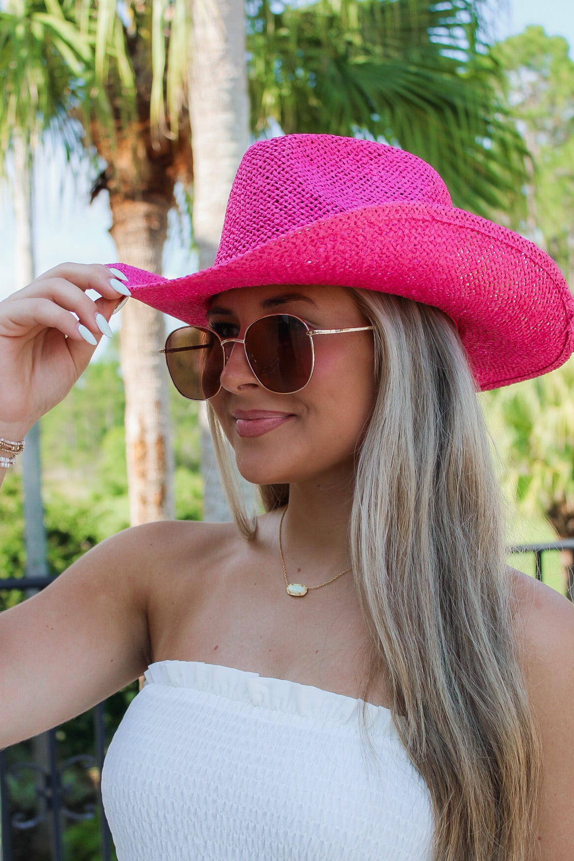Coastal Beach Babe Cowrie Shell Hat - Fuchsia