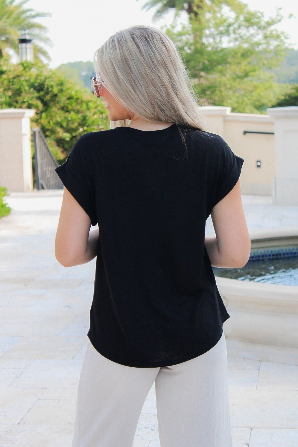 Feeling Easy Days Hacci Slub Top - Black