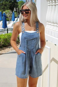 Endless Days Mineral Washed Romper - Demin