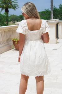 Simply Sweet Eyelet Babydoll Mini Dress - Natural