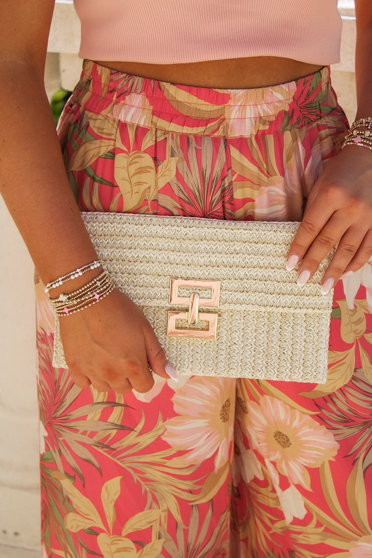 Party Nights Straw Clutch Bag - Off White