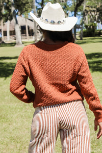 Trendy Days Front Tie Sweater - Cinnamon