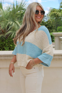 Cozy Dreams Striped Cropped Sweater - Mint
