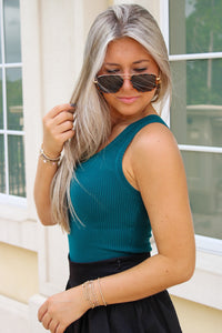 Timeless Touch Sleeveless Sweater Bodysuit - Teal