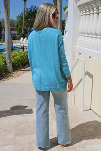 Cozy Up To Me Loose Fit Sweater - Aqua