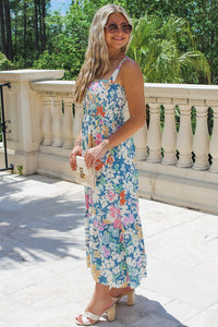 Eternal Promises Floral Printed Midi Dress - Blue