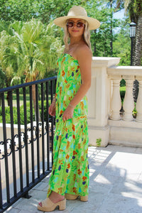 Ready To Party Tube Maxi Dress - Green Multi