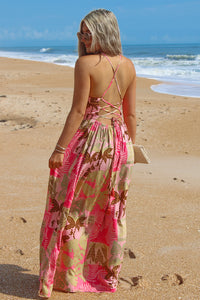 Paradise Ready Tropical Maxi Dress - Hibiscus Crush
