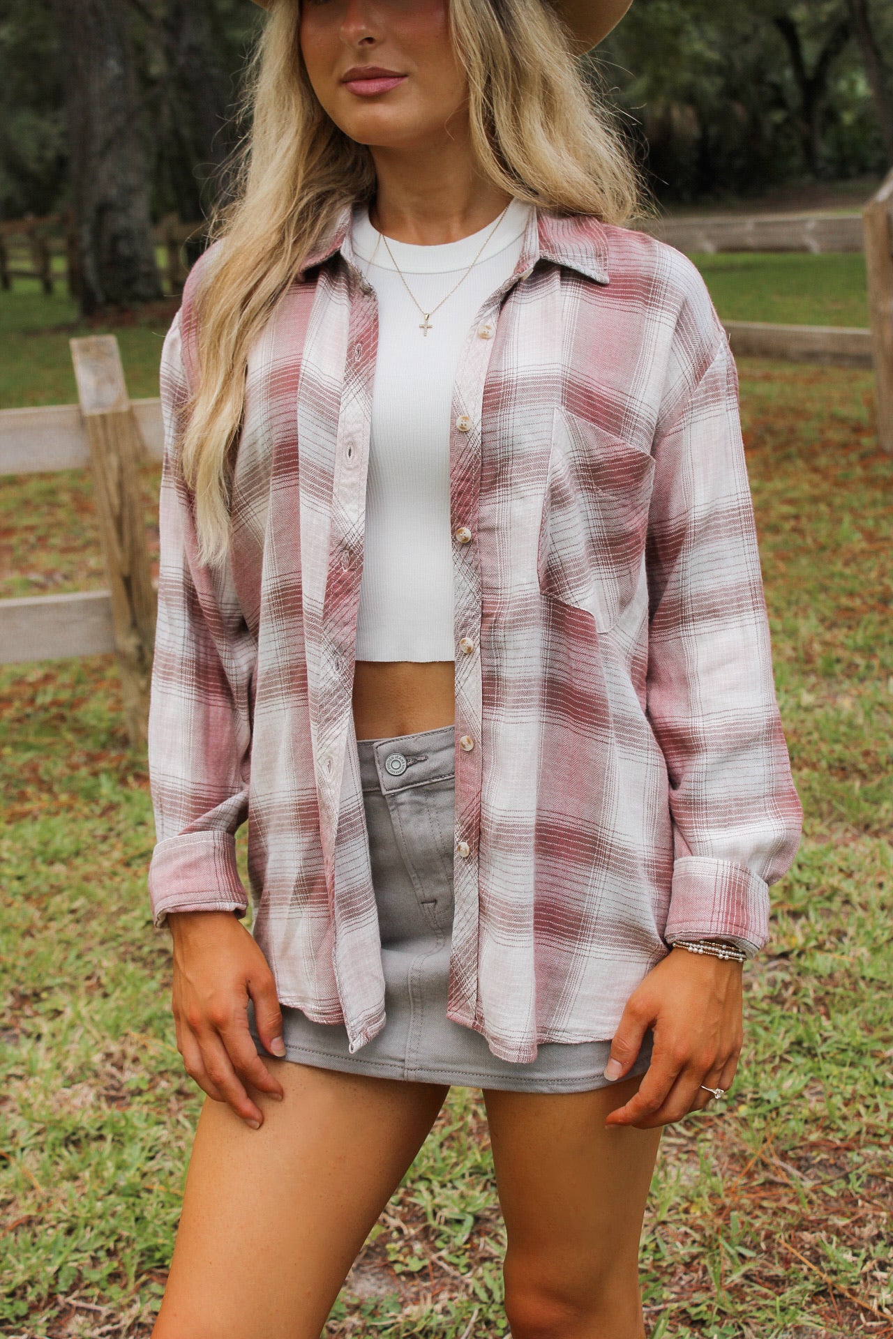 Campfire Nights Cozy Plaid Flannel - Dusty Pink