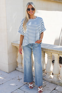 Call Me Casual Stripe Knit Top - Denim