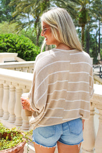Cozy Comforts Striped Knit Top - Taupe/Black
