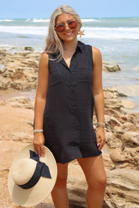 Z Supply: New Light Gauze Mini Dress - Black