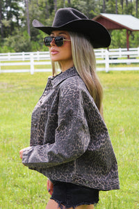 Showing My Wild Side Denim Jacket - Leopard