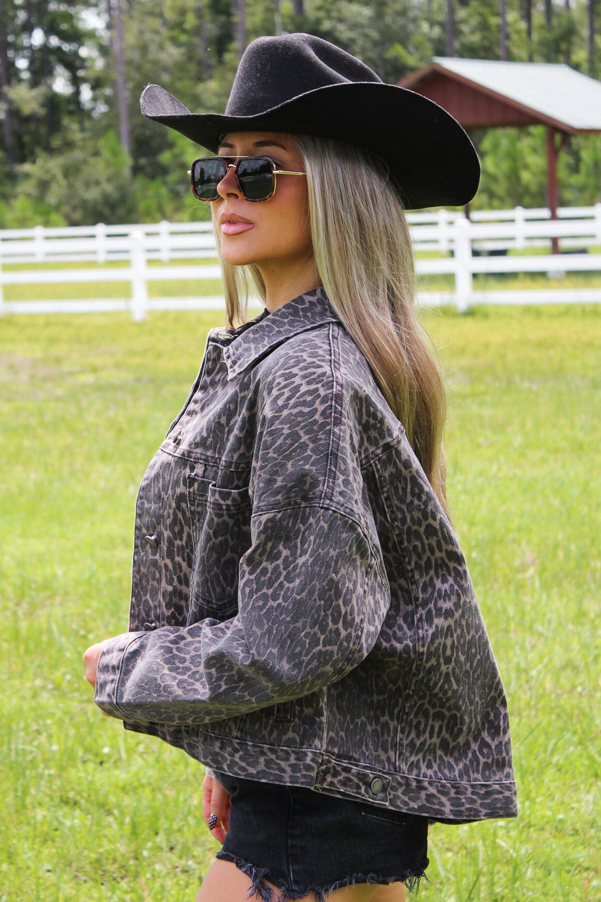 Showing My Wild Side Denim Jacket - Leopard