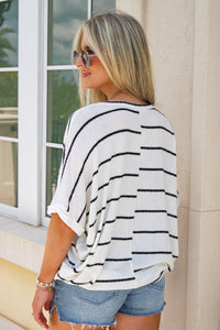 Cozy Comforts Striped Knit Top - White/Black