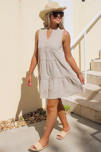 Running Errands A-Line Mini Dress - Sand