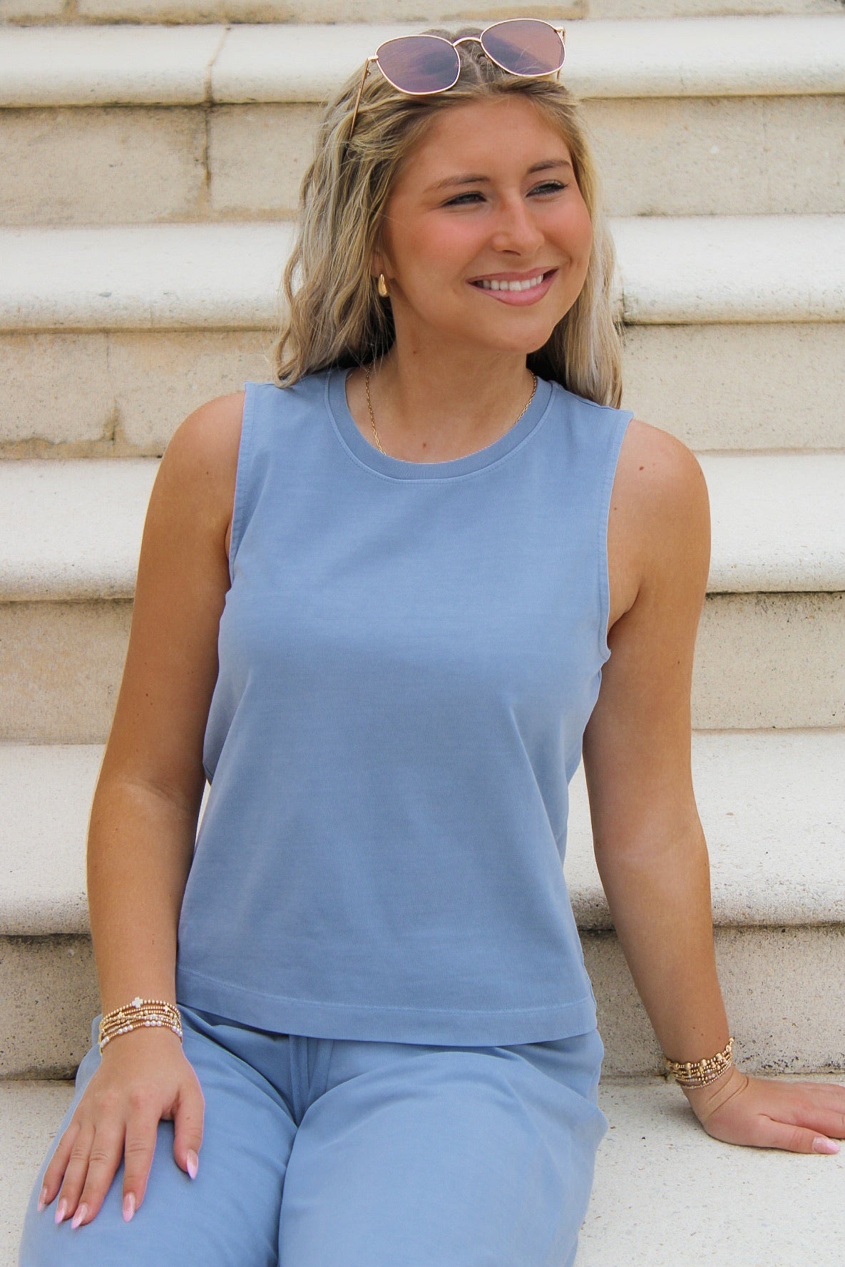 Free Spirit Acid Wash Cropped Tank - Denim
