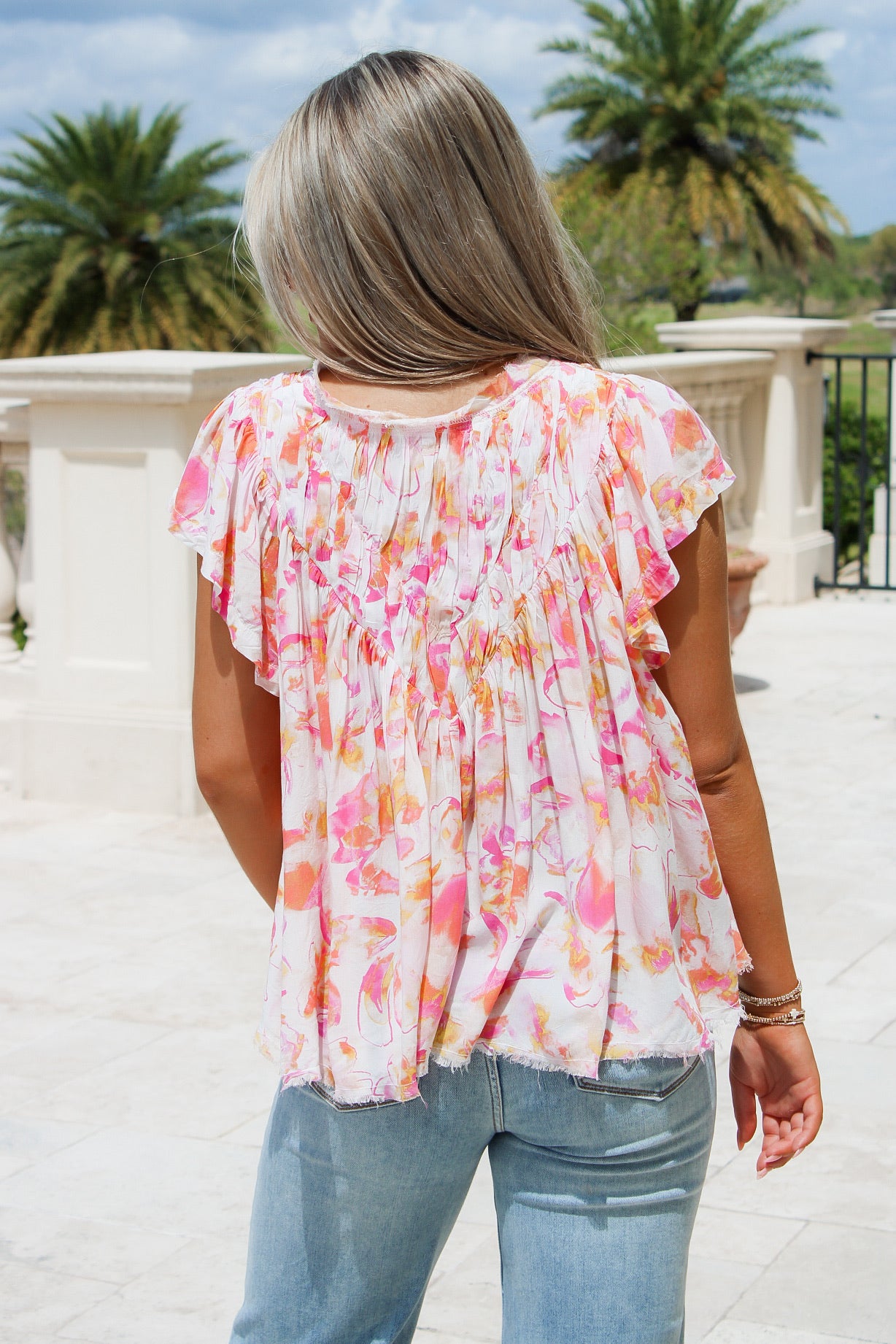 Vacay Memories V-Neck Top - Pink Allure