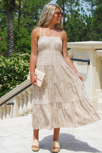 Follow The Path Tiered Midi Dress - Khaki