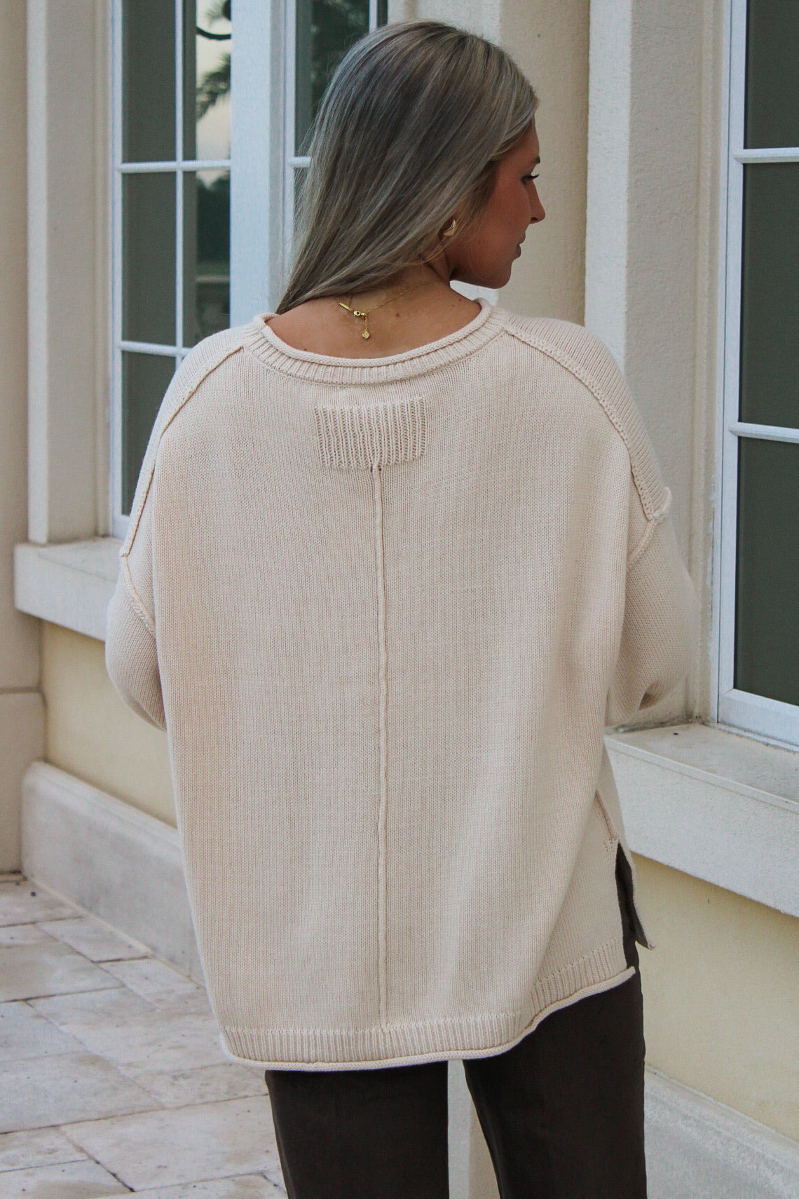 Roll With It Long Sleeve Sweater - Oatmeal